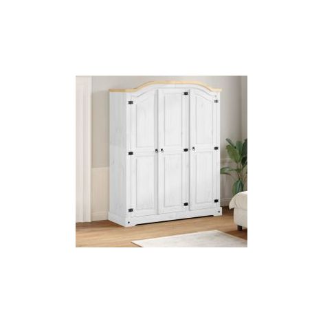 Garde-robe Corona blanc 151,5x52x186 bois de pin massif (1/4)