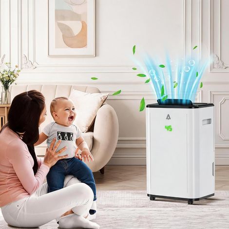 Déshumidificateur d’Air 30L/Jour pour Maison, Jusqu’à 100m², Réservoir 6L et Mode Séchage (1/5)