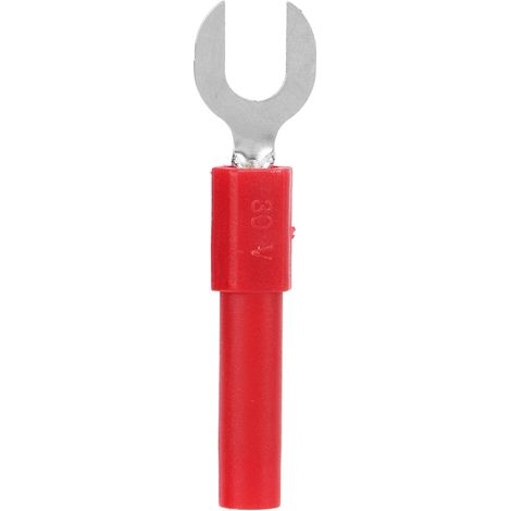 Connecteurs de fil de pelle à fourche, matériau en laiton, Type Y 6mm/0,2 pouces, trou de 4mm/0,2 pouces, fiche banane 30Vac-60Vdc Maximum.10ARed 10 pièces (1/5)