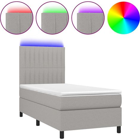 Maison Exclusive - Cama box spring colchón y luces LED tela gris (1/5)