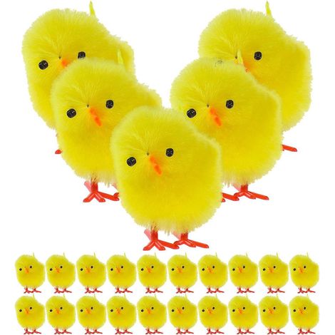 36 pièces de décorations de poulets en plastique, moules de poulets en plastique, statues de poulets pour la décoration intérieure-4.00X3.00X3.00CM-Yellow (1/4)