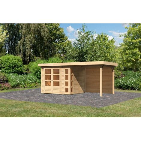 SH Kerko 3 natur 242x217x211cm mit Anbaudach 2,40m + Rückwand
