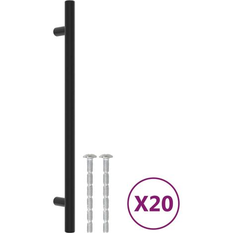 vidaXL Tiradores para armarios 20 uds acero inoxidable negro 192 mm (1/2)