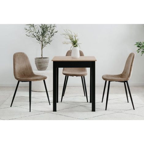 Mesa de Comedor - Roble Artesanal y Negro - Cuadrada - 4 personas - 60 x 67 x 76 cm