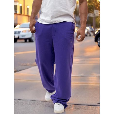 Pantaloni della tuta larghi viola da uomo Jigga Wear Simple Crown XL (1/5)