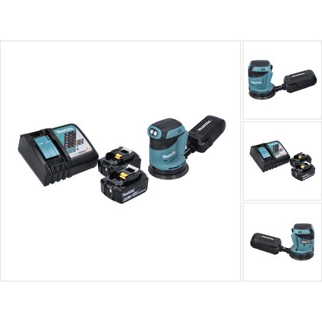 Makita DBO 180 RG Akku Exzenterschleifer 18 V 125 mm + 2x Akku 6,0 Ah + Ladegerät