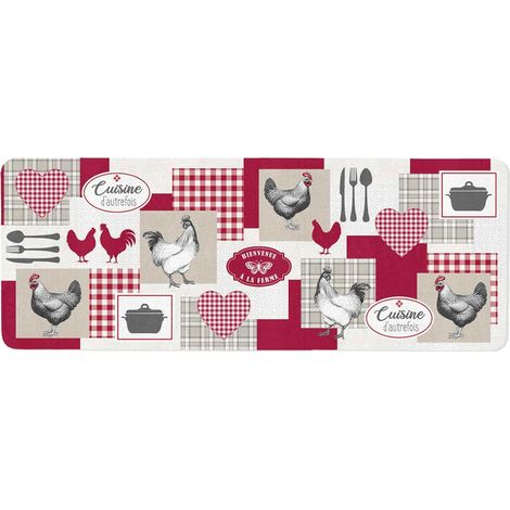 Tapis de Cuisine Mousse "Vickie" 45x120cm Rouge (1/2)