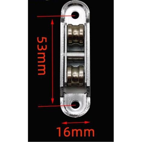 4pcs Poulie à rouleaux pour porte coulissante - Double roue Fente en acier - Portes et fenêtres - 16mm (1/4)