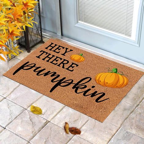 Tapis d'entrée Bjutir Automne – Décoration Thanksgiving, Tapis d'entrée à carreaux style ferme, Tapis d'entrée antidérapant et discret (1/4)