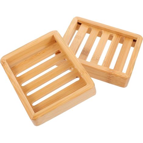 2 porte-savons auto-drainants bois pour douche et lavabo (1/5)