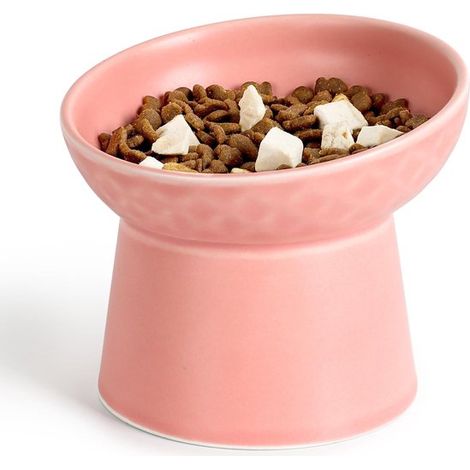 Ciotola per cibo per animali domestici, nera, lettiera rialzata, lettiera in ceramica inclinabile, lettiera in ceramica con gambe alte, cibo e acqua (1/5)