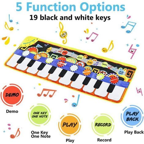 Tapis Musical - - Tapis de Piano 19 Touches - 110X36cm - Pliable - Pour Enfants (1/4)