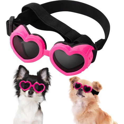Sonnenbrille für kleine Hunde, Hundebrille, Welpensonnenbrille, UV-Schutz, beschlagfrei, winddicht, staubdicht, verstellbare Hundesonnenbrille, geeignet für Motorrad und Auto (rosa)