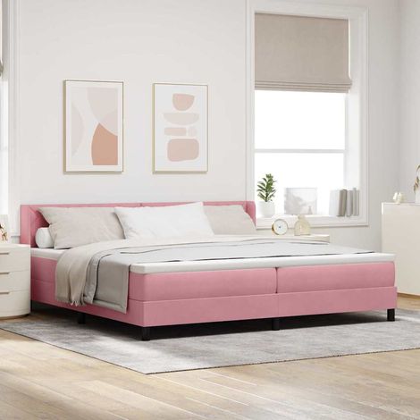 vidaXL Cama tipo Box Spring con cabecera Rosa 200 x 200 cm Terciopelo (1/5)