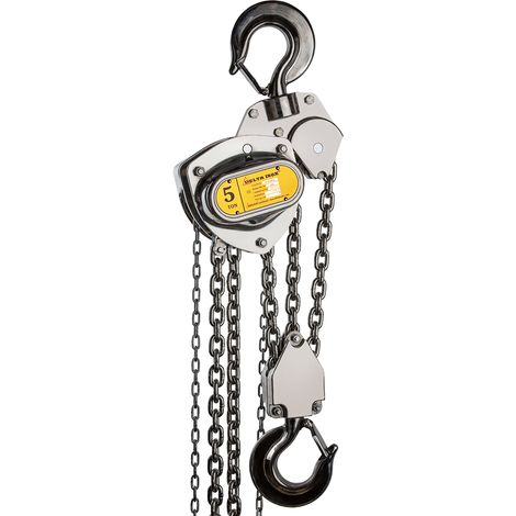 DELTA INOX Edelstahl Stirnradkettenzug mit Edelstahl Last- und Handkette Tragkraft 5,0t Hubhöhe 3m