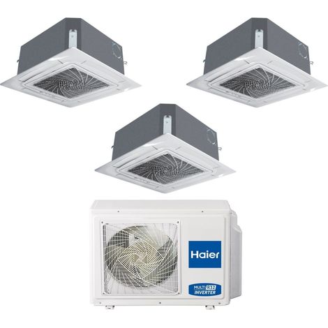 Haier Trial Split Inverter Aire Acondicionado Cassette 620 9+9+12 con 3U55S2SR3FA R-32 Wi-Fi Opcional 9000+9000+12000 con Rejilla Incluida