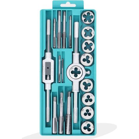 Coffret Tarauds et Filières, Outil Pour Tarauder Métrique 20 Pièces, Filetage Extracteurs de Vis, M3-M12 en Acier, Outils de filetage Clé Vis outils avec Étui de Rangement (1/5)