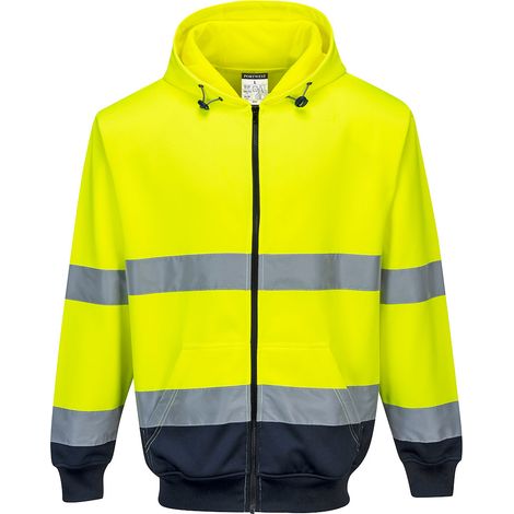 Bicolor Kapuzen-Sweatshirt mit Reißverschluss Farbe: Gelb/Navy Größe L - Portwest (1/2)