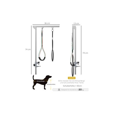 Bras de toilettage pour chien pliable avec pince réglable et sangle de maintien pour chiens moyens, pour maison et salon (1/5)