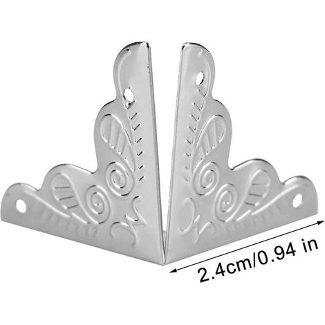 Coin Protecteur Décoratif pour Boîte en Bois 12 pièces Angles Métal Argenté Modèle Silver Protectors (1/5)