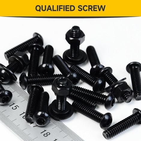30 M6 x 16 flat head screws, stainless steel, fully threaded, black anodized finish, with Allen key. (1/4)