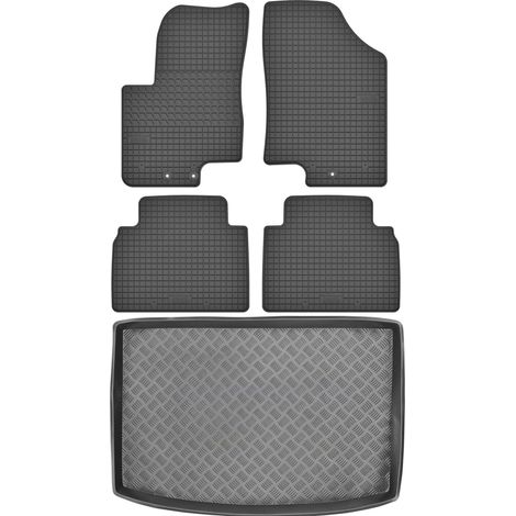 Set di tappetini in gomma per auto e tappetino per bagagliaio per Hyundai ix20 Minivan dal 2010 al 2018.