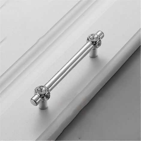 Poignées de meuble de luxe en cristal, 96 mm, en alliage de zinc avec finition miroir chromée, pour cuisine et commode (1/5)