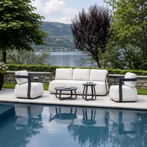 Set da giardino divano e poltrone 5 posti Monaco  Blu