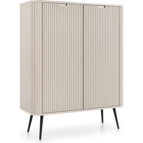 Highboard in Kaschmir gerillt mit Metallfüßen in schwarz, ZARA-160 (1/5)