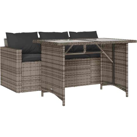 Maison Exclusive - Juego de comedor jardín 2 pzas con cojines rat (1/5)