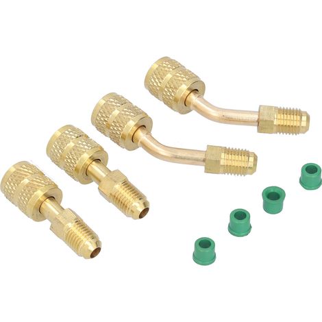 Adaptateur de charge de réfrigérant 4 pièces 1/4SAE vers 5/16SAE pour réducteur R410 et outils fluorés (1/5)