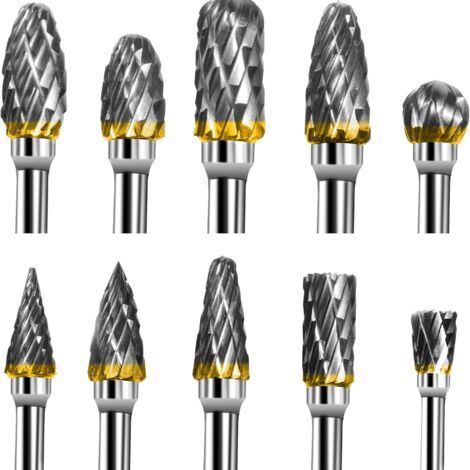 Jeu de Fraises Rotatives Acier Carbure de Tungstène Double Tranchant pour Outil