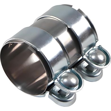 Collier de Serrage d'échappement 63mm Raccord de Tuyau D'échappement Acier Inoxydable Connecteur de Tuyau Echappement Double Pince Manchons Raccordement Longueur 95mm (1/5)
