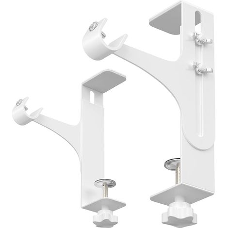 Soporte para barra de cortina, ganchos de cortina, barra enrollable para una altura de 14 a 25 cm, blanco (1/5)