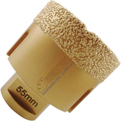 Foret pour perceuse diamantée 55 mm sous vide brasé foret diamant avec filetage M14 pour porcelaine carreaux de granit de marbre coupé à sec (1/5)