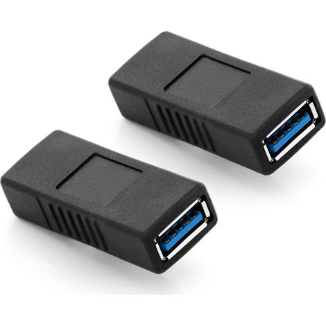 Confezione da 2 cavi di prolunga USB 3.0, connettori da USB-A femmina a USB-A femmina, neri (1/5)