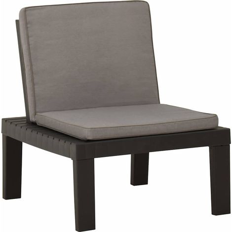 Chaise de salon de jardin avec coussin-Chaise de terrasse-Chaise d'extérieur Plastique Gris (1/5)