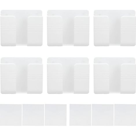 Support mural universel 6 pièces pour téléphone avec socle de charge, idéal pour maison, chambre et salle de bain, blanc