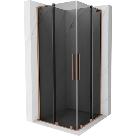 Mexen Velar L Duo Duschkabine schiebbar 100 x 100 cm, Graphit, gebürstetes Kupfer - 871-100-100-02-43-65 (1/5)