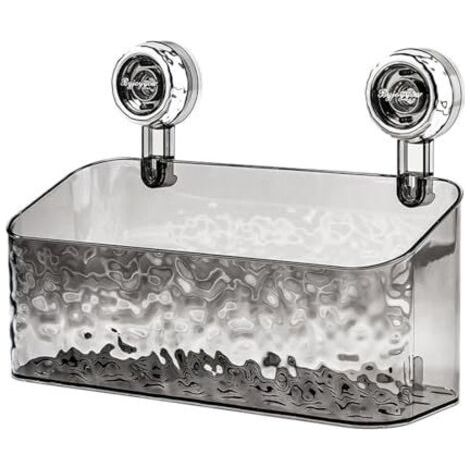ALLIANDISSalle De Bains Etagere Ventouse,Étagère Avec Motif Glacier,Boîte De Rangement Mural Pour Toilettes,Peut être Renforcé Par Rotation,Rangement Des Serviettes Et Autres Articles Divers(L-gris) (1/3)