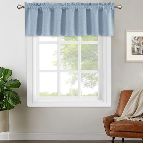 Cenefa decorativa para ventana de 132x38 cm, color azul