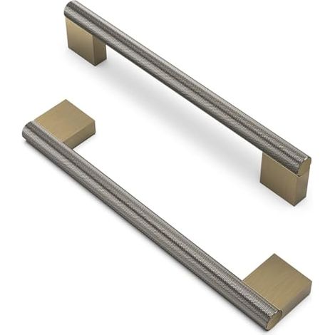 10 pièces Boutons d'armoire moletés Poignées Laiton antique brillant Espacement des Trous de 160 mm Poignées de Meubles Poignées de Placard Poignées de Cuisine Poignées de Tiroir de Meubles (1/4)