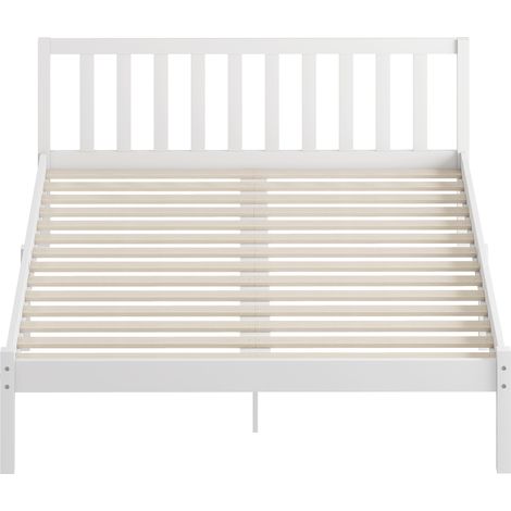 Cadre de lit en bois massif 140x190 cm avec tête de lit et sommier à lattes
