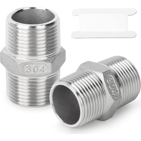 2pièces Raccord hexagonal en acier inoxydable coulé 304, raccord de tuyau 2 pouces mâle x 2 pouces mâle (1/5)