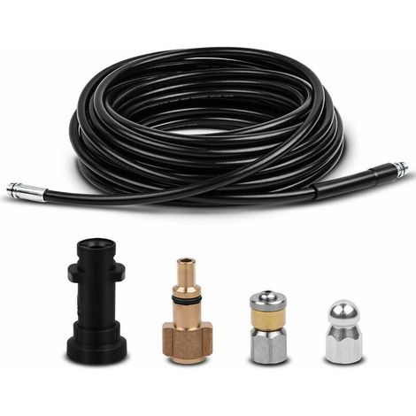 Tuyau De Nettoyage Canalisation - 15 M - Pour Nettoyeur Haute Pression - Buse Jet Et Buse Rotative - Compatible K2 À K7 Et Lavor - 1 Pièce