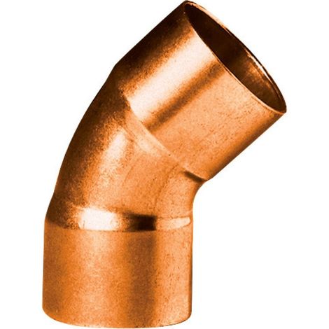 coude 45 degrès à souder en cuivre - petit rayon - femelle / femelle - diamètre 14 mm - sachet de 10
