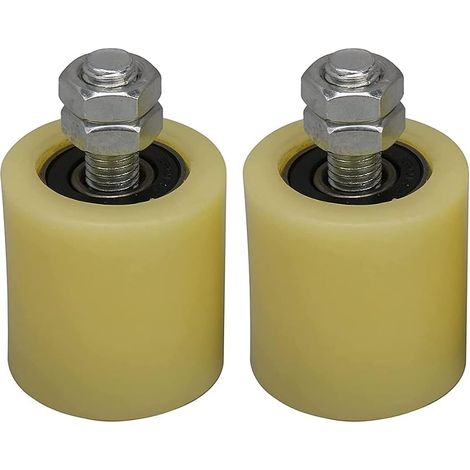 roulettes plates en nylon et acier jaune argenté de 48 x 50 mm avec roulement et vis 6201 pour porte coulissante électrique (1/5)