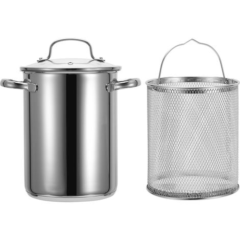 Friteuse de 4,2 L, en acier inoxydable 304, multifonctionnelle, idéale pour la cuisson de frites, de calamars frits, de tempuras et de ragoûts.