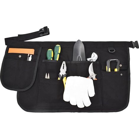 Tablier unisexe à outils, tablier en toile, tablier de jardin, tablier court de rangement, boucle de ceinture ajustable (1/5)
