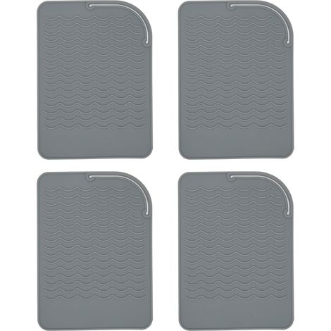 Lot de 4 tapis silicone résistants à la chaleur pour fer à lisser, fer à friser et plaque à cheveux, protection thermique (1/5)